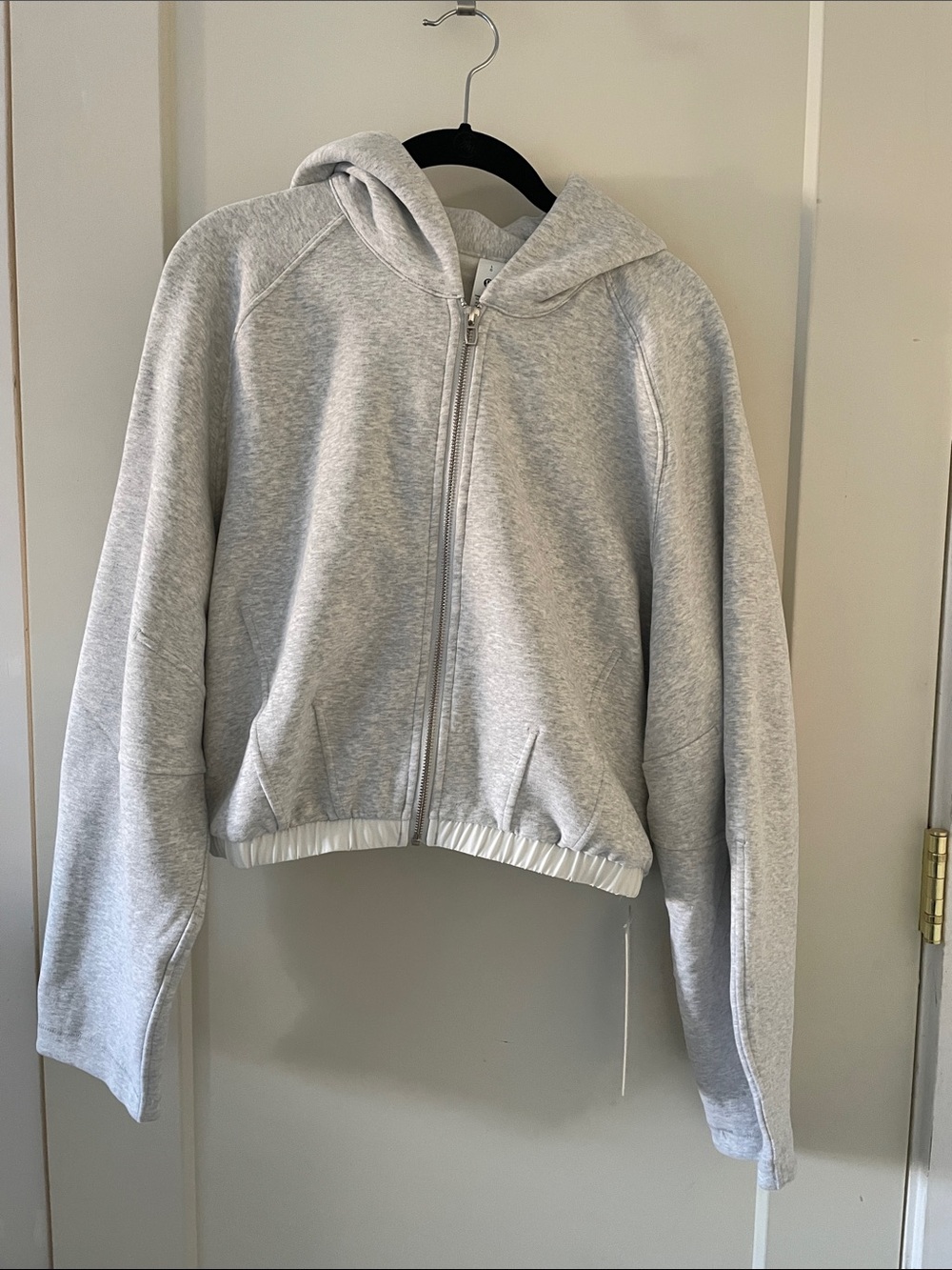 Lululemon loungeful relaxed full zip crop hoodie light grey